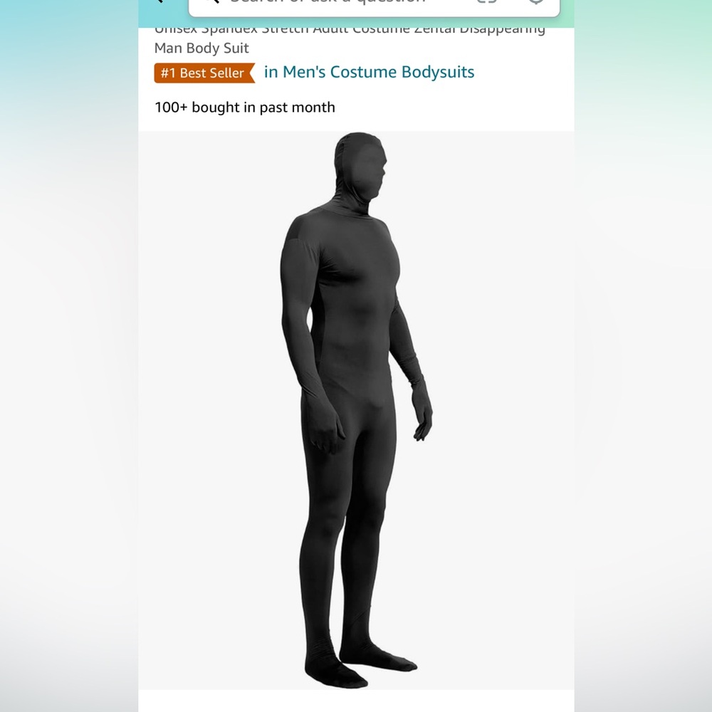 Unisex Spandex Stretch Adult Costume Zentai Disappearing Man Body Suit